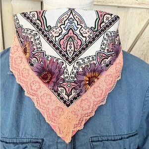 Upcycled Embellished Pink Floral Bandana